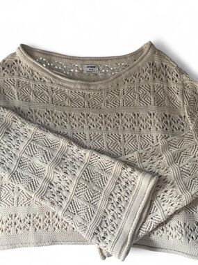 Cotton On Cream Open-Knit Crewneck Sweater